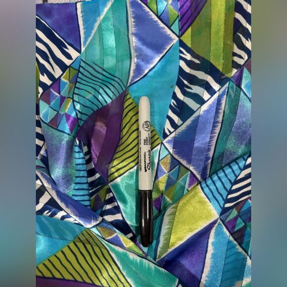 VINTAGE La Chemise USA Blue Purple Retro Kaftan Dress Kimono Colorful Coverup L - Picture 10 of 14